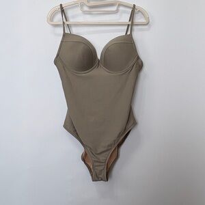 J Crew Balcony Lightly Padded One piece Swimsuit Gray Green Size 10